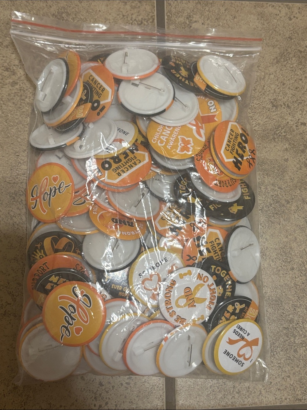 Orange Ribbon Button Oins